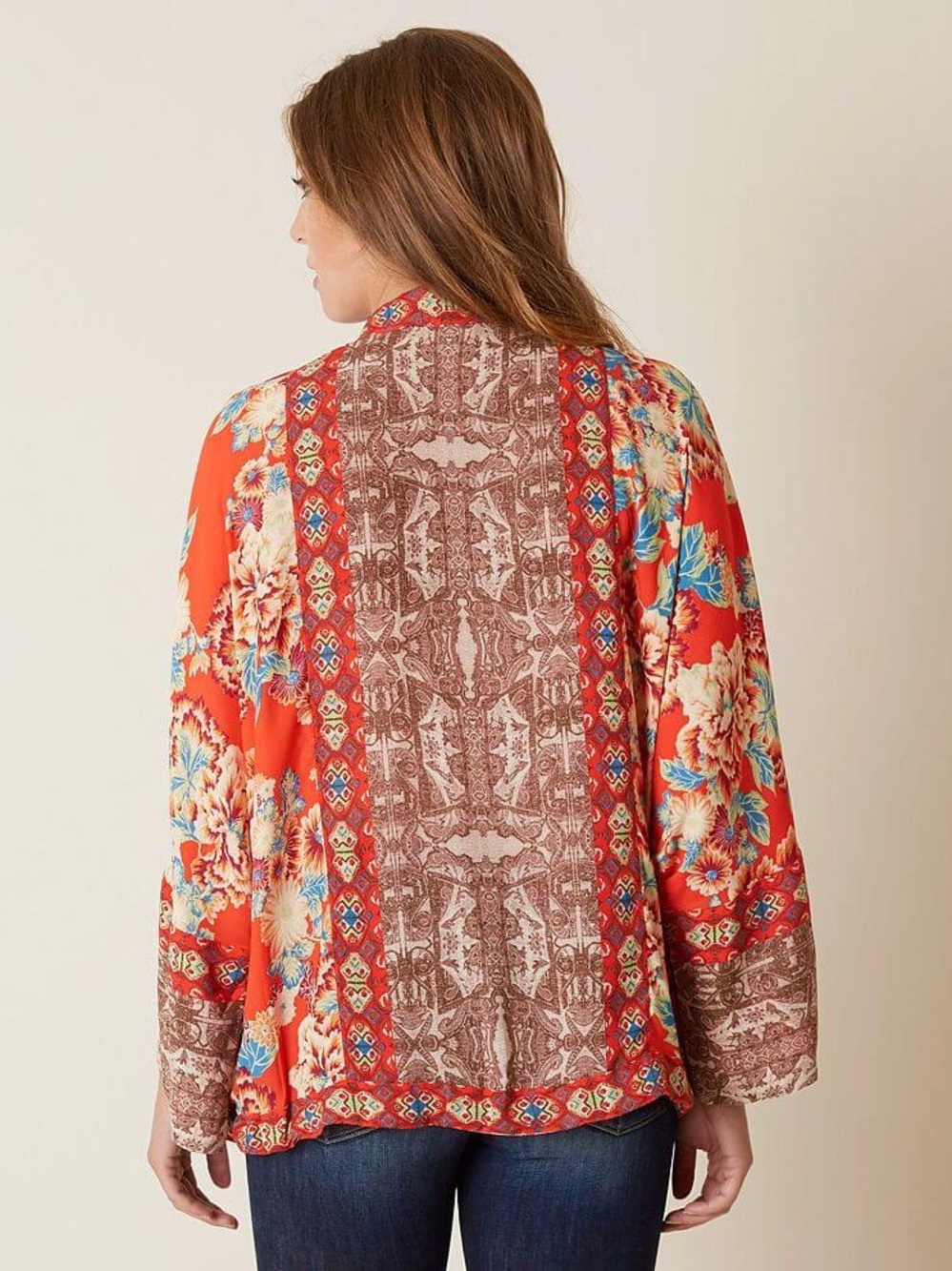 Free People Wildflower Orange Boho Kimono Jacket - Picture 3 of 9